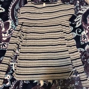 Blue black white lined tight shirt